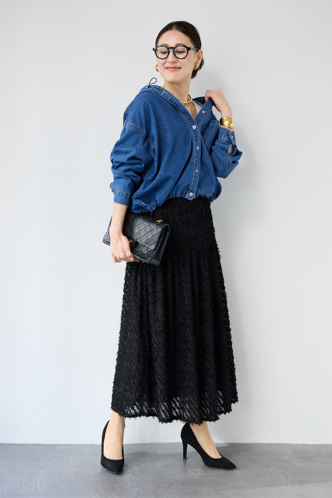 フリンジジャガード ティアードスカート