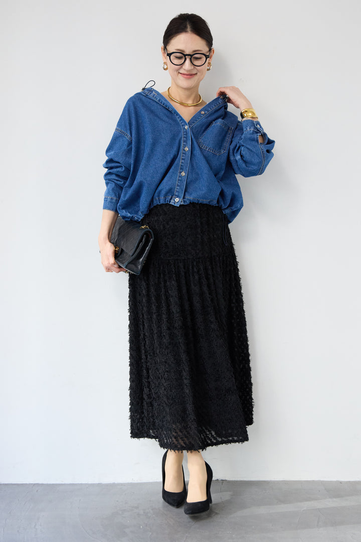 フリンジジャガード ティアードスカート