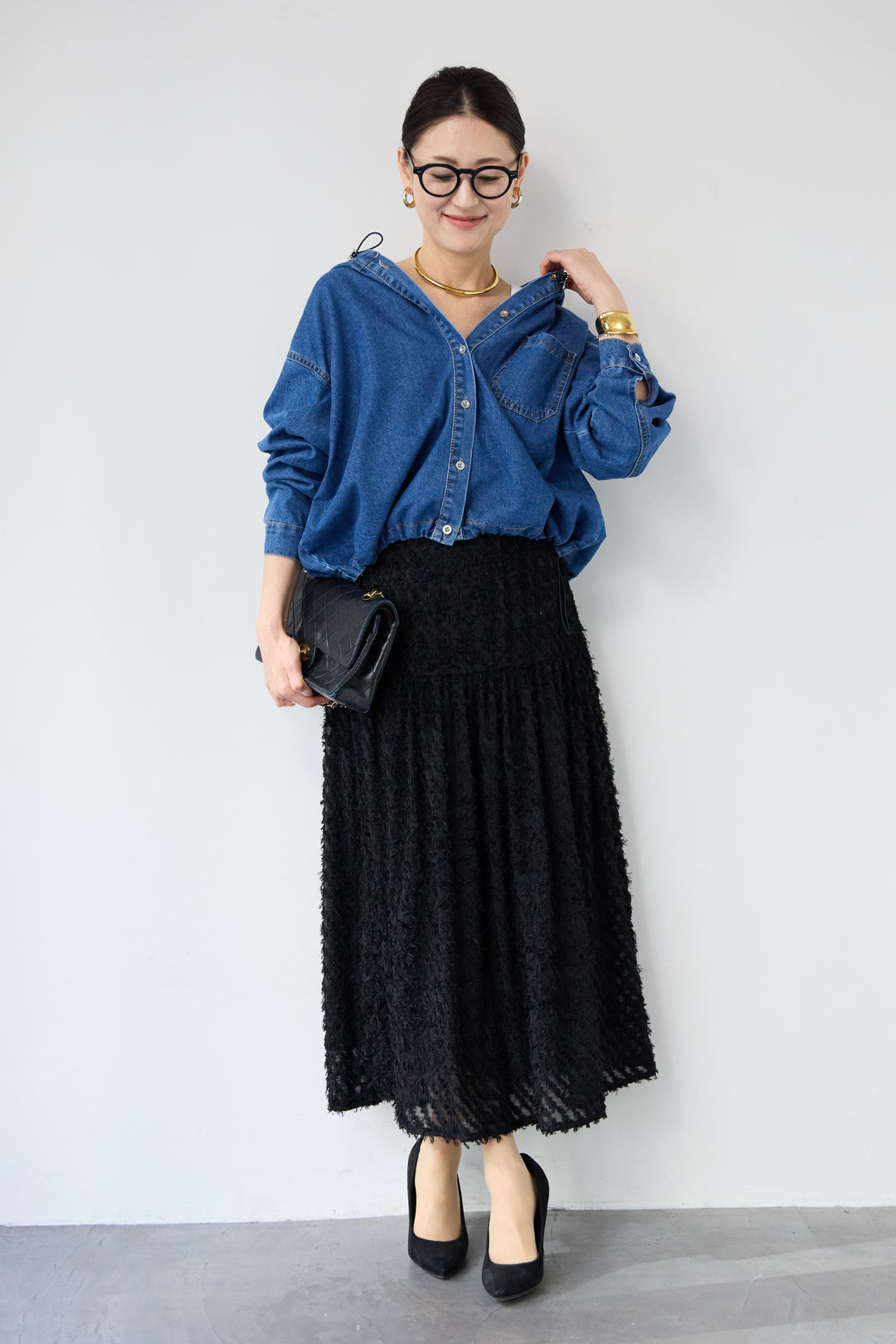 フリンジジャガード ティアードスカート