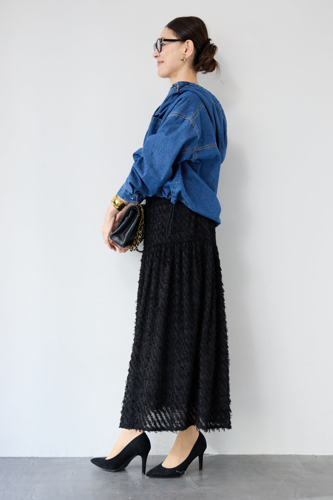 フリンジジャガード ティアードスカート