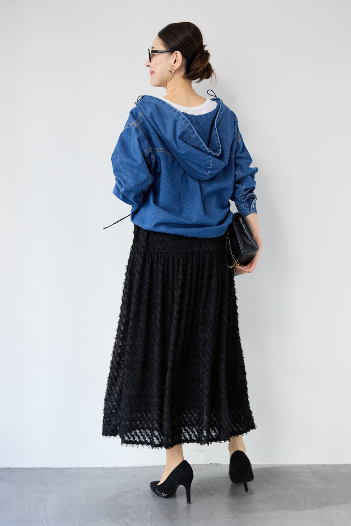 フリンジジャガード ティアードスカート