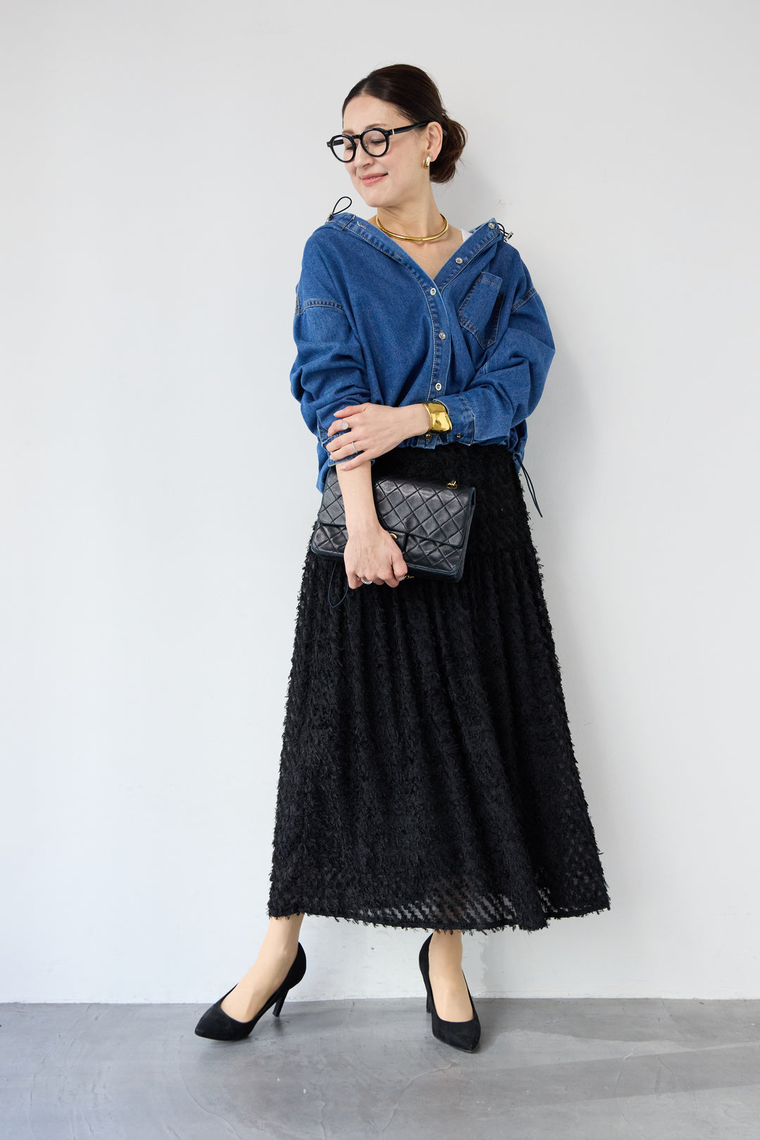 フリンジジャガード ティアードスカート