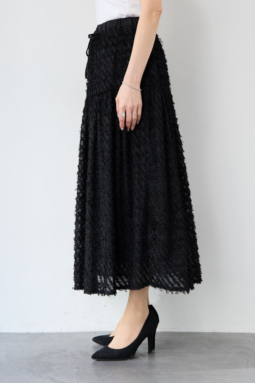 フリンジジャガード ティアードスカート