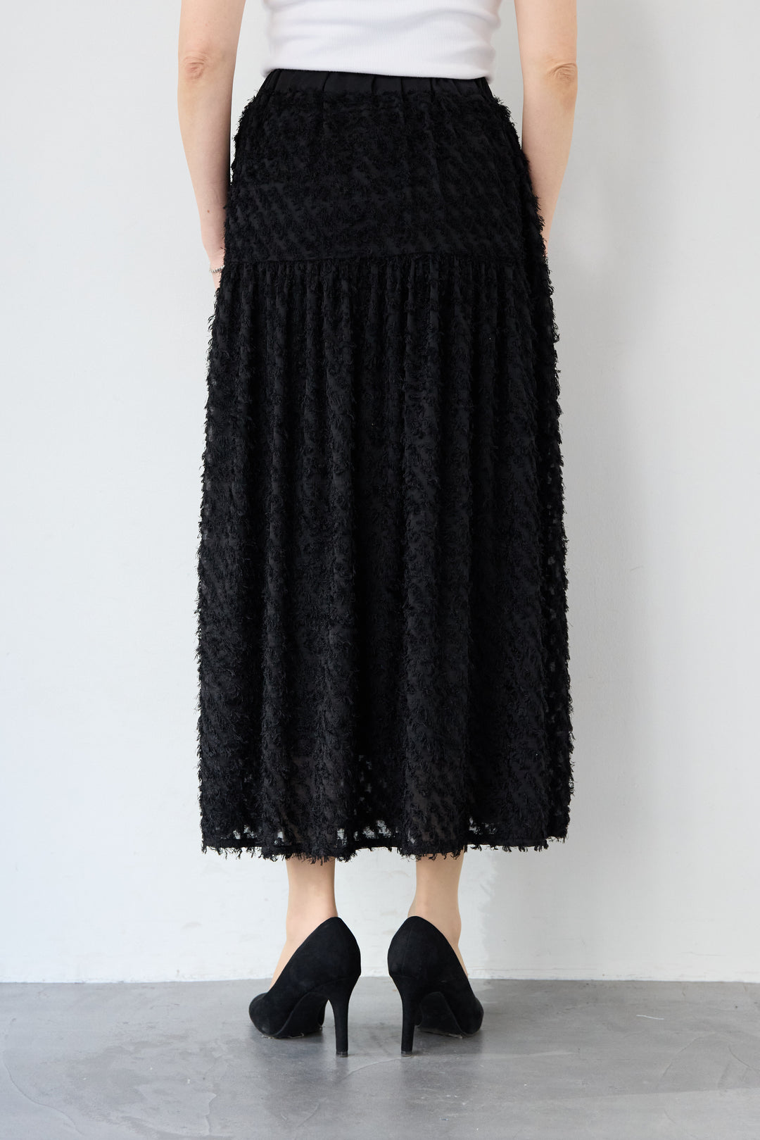フリンジジャガード ティアードスカート