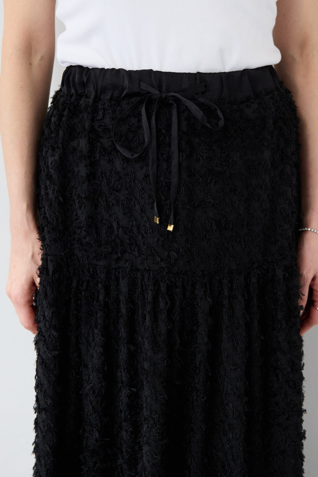 フリンジジャガード ティアードスカート