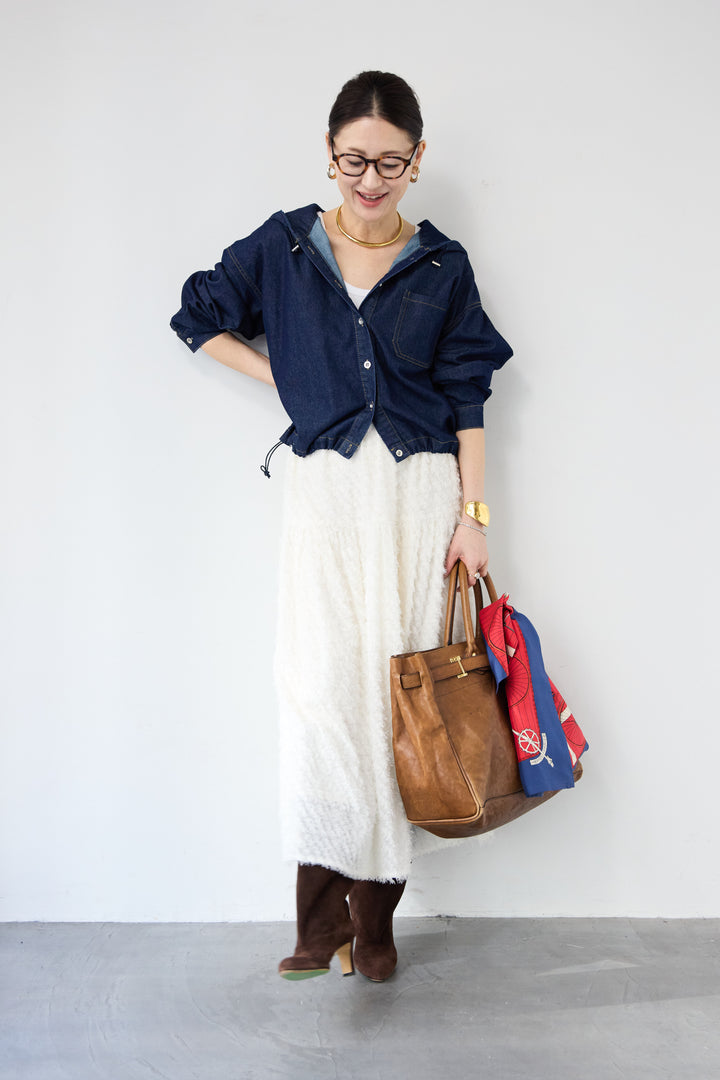 フリンジジャガード ティアードスカート