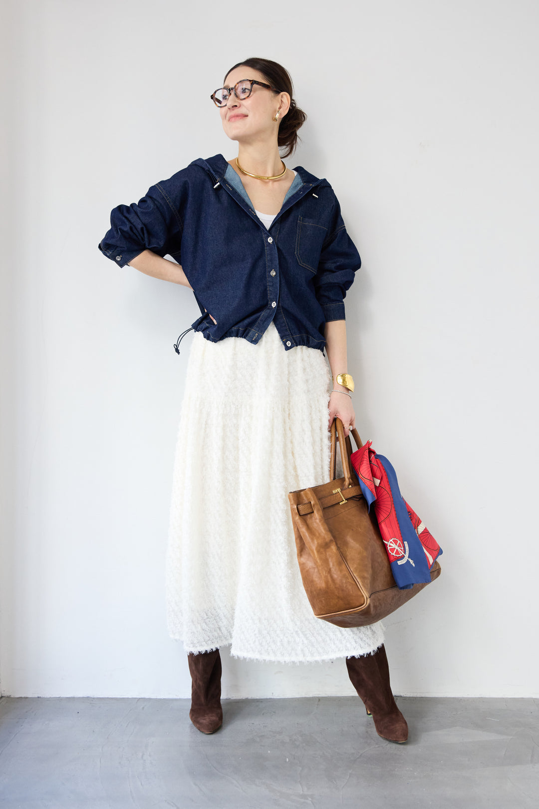 フリンジジャガード ティアードスカート