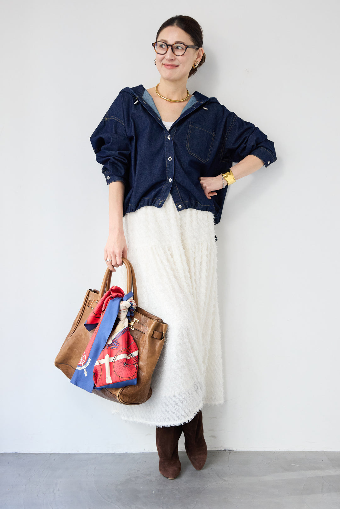 フリンジジャガード ティアードスカート