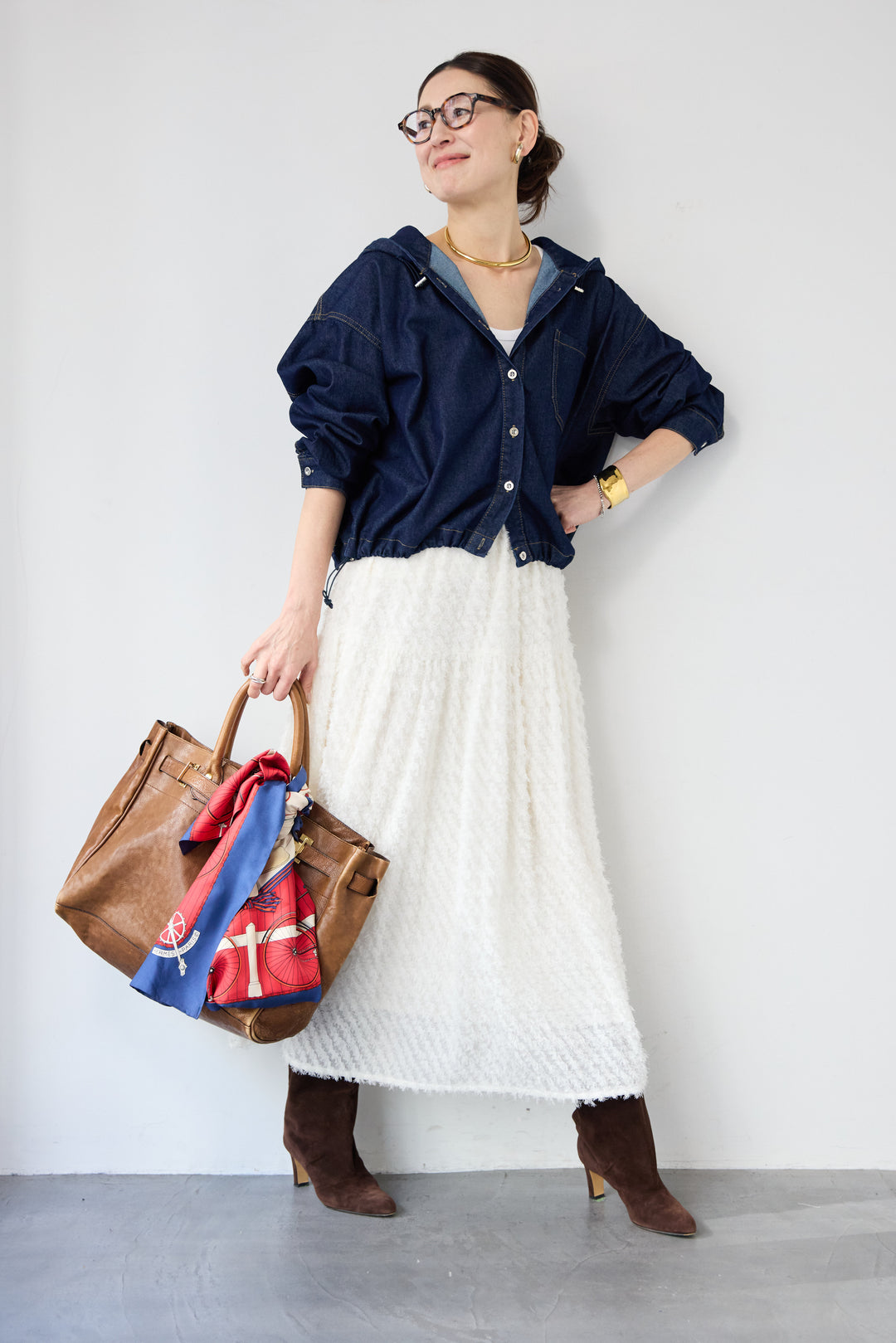 フリンジジャガード ティアードスカート