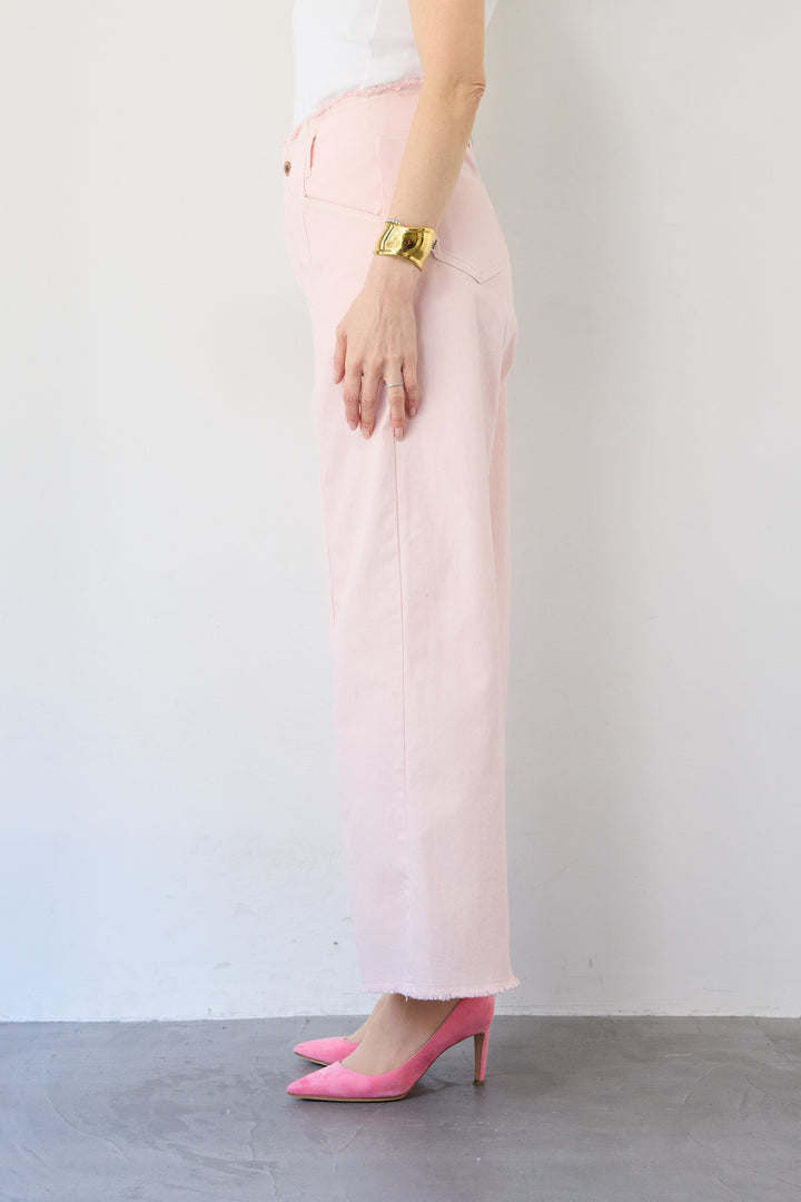 ステッチデザインストレッチデニムワイドパンツ