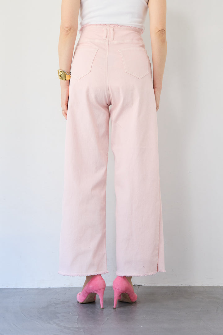 ステッチデザインストレッチデニムワイドパンツ