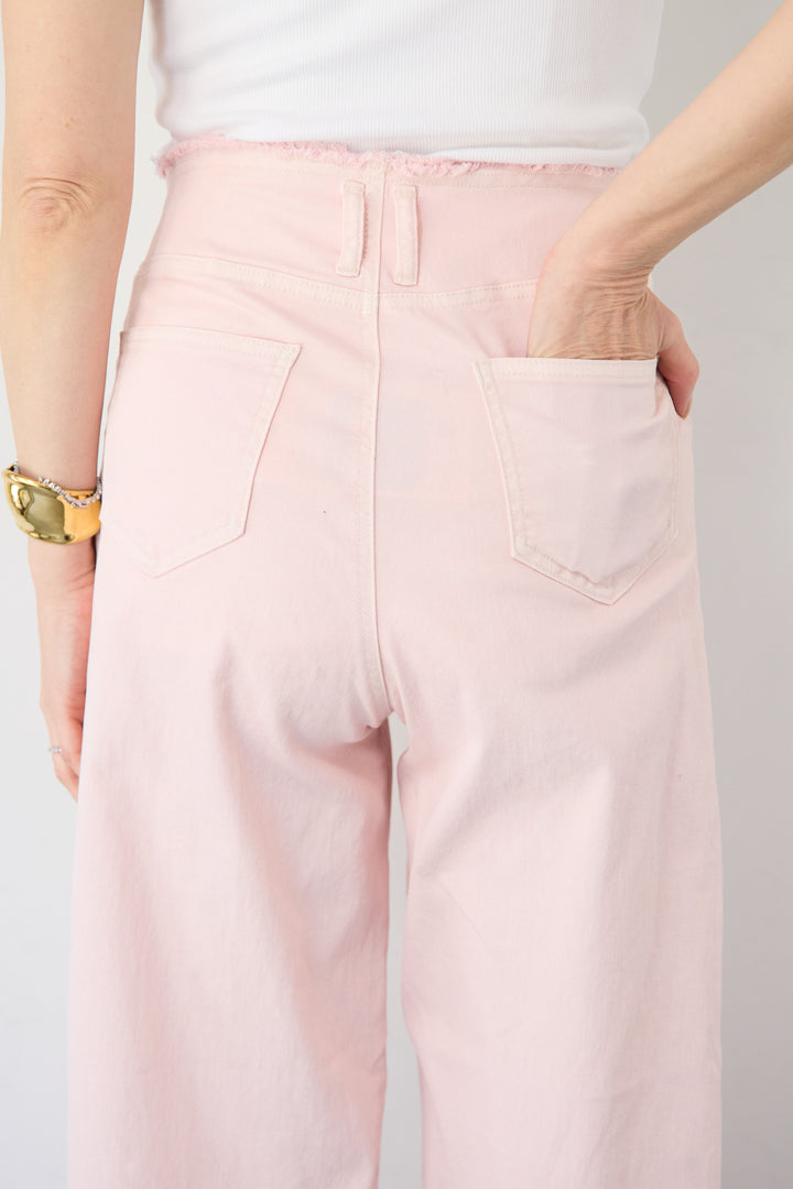 ステッチデザインストレッチデニムワイドパンツ