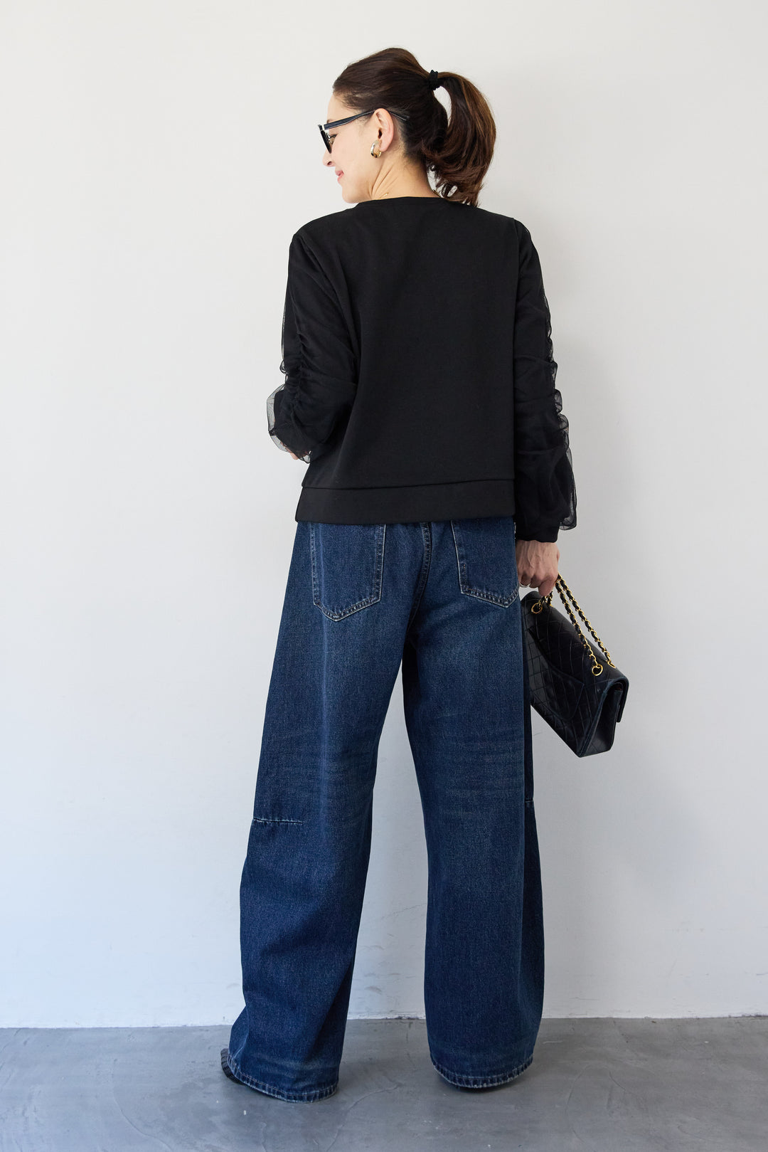 チュールスリーブ ドッキングプルオーバー