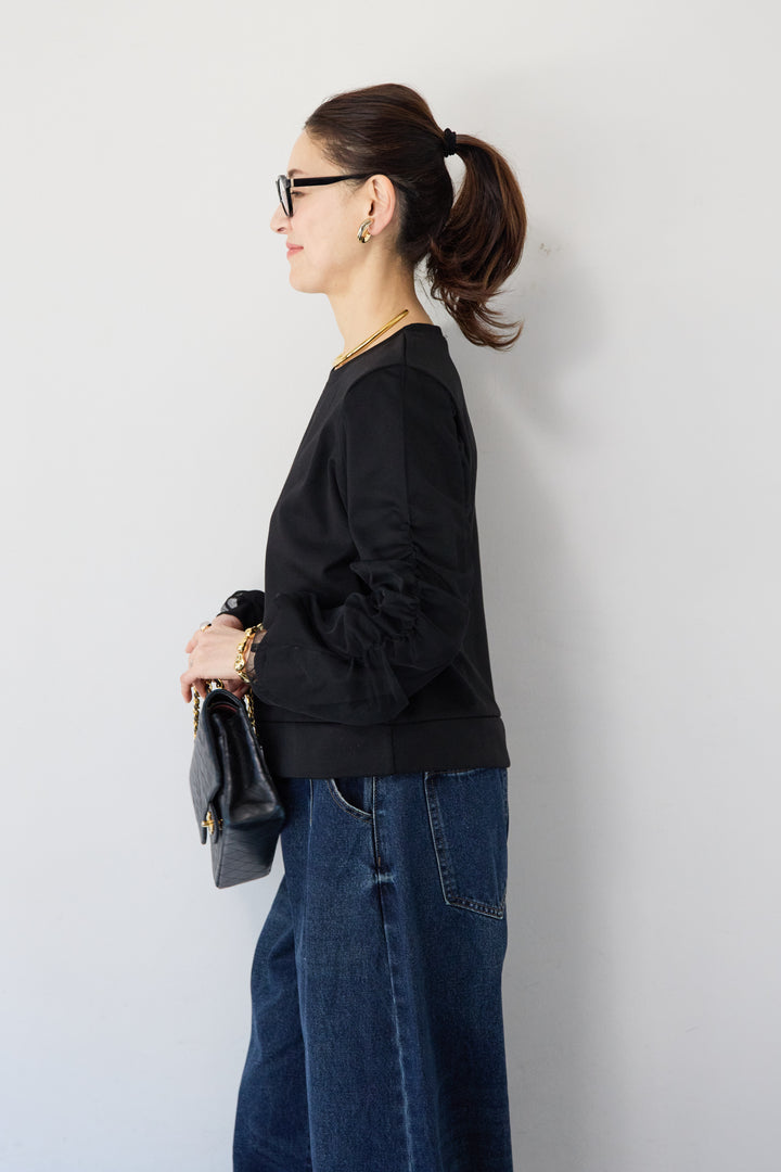 チュールスリーブ ドッキングプルオーバー