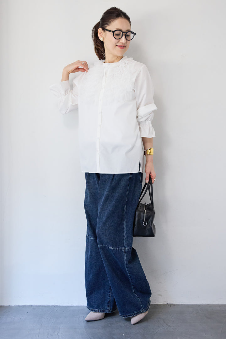 チュールフリルブラウス