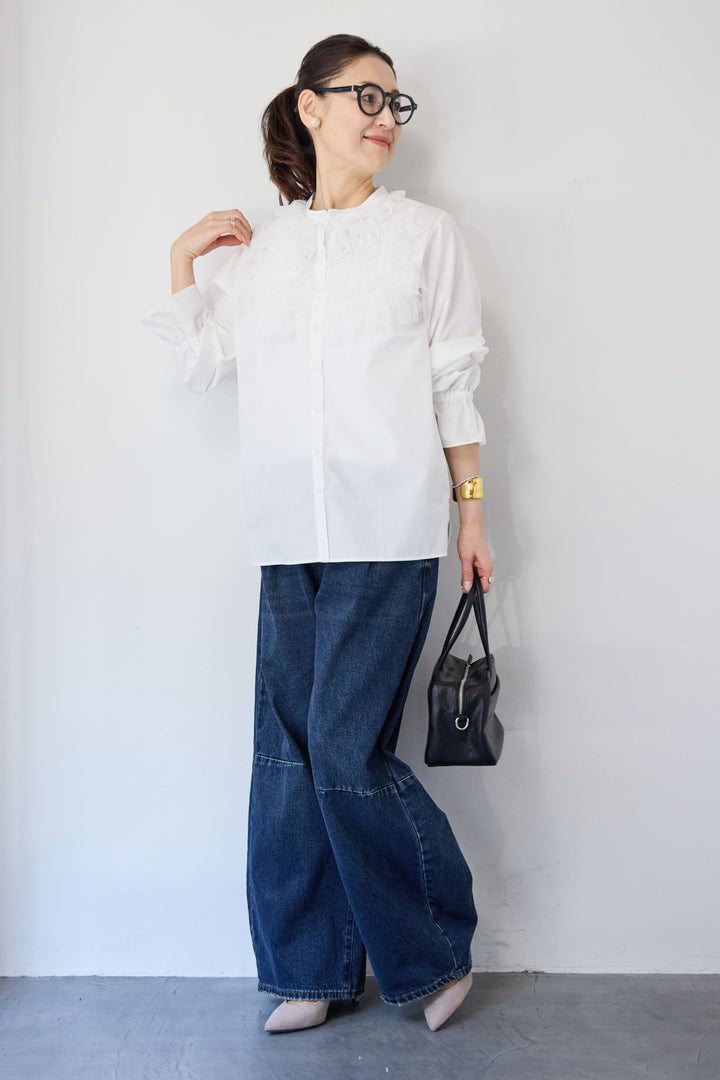 チュールフリルブラウス