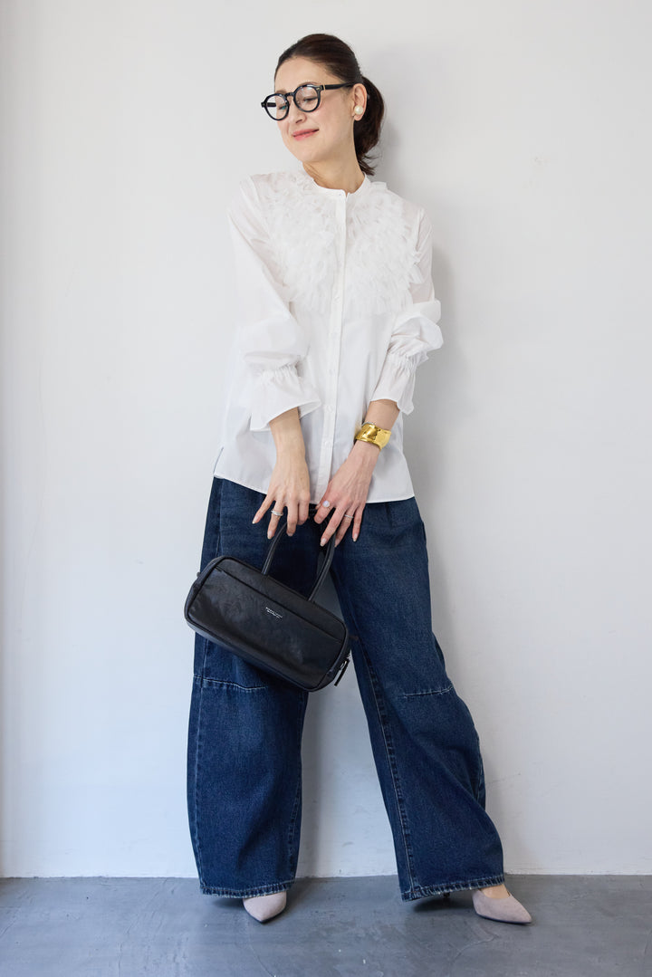 チュールフリルブラウス