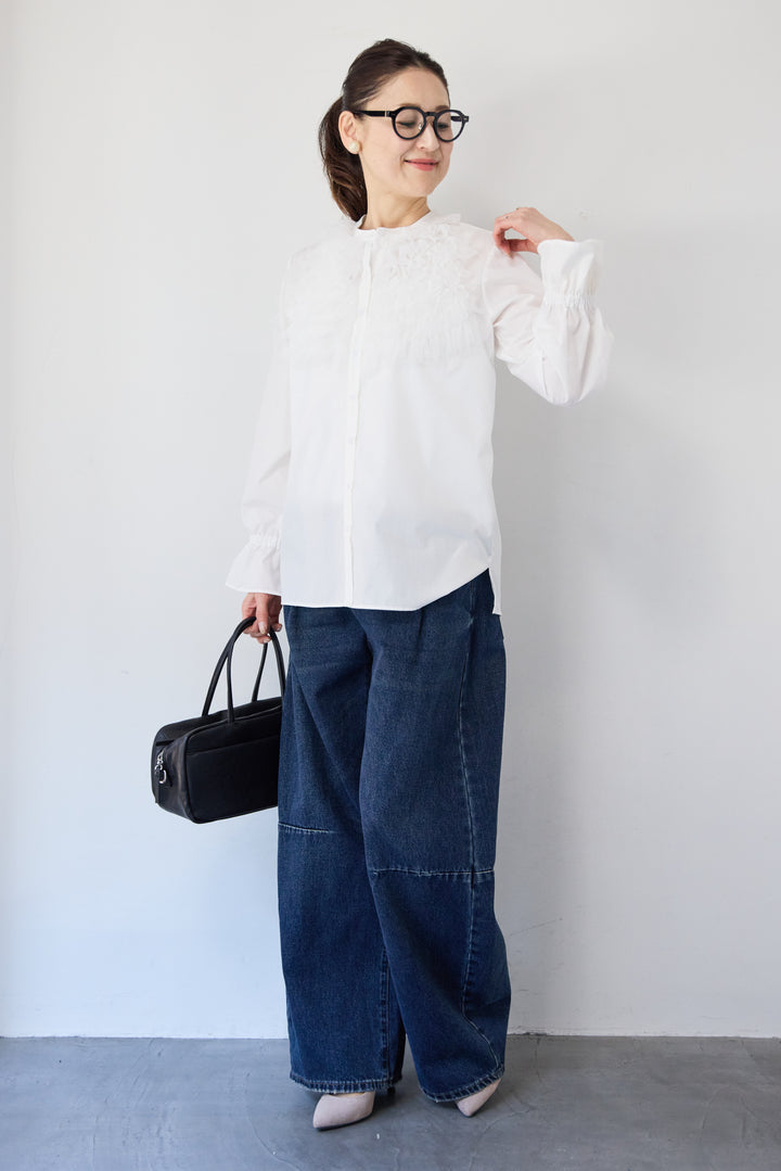 チュールフリルブラウス