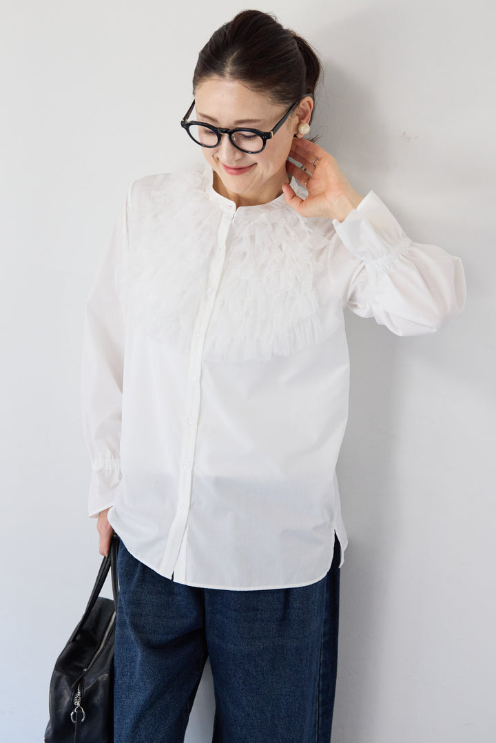 チュールフリルブラウス