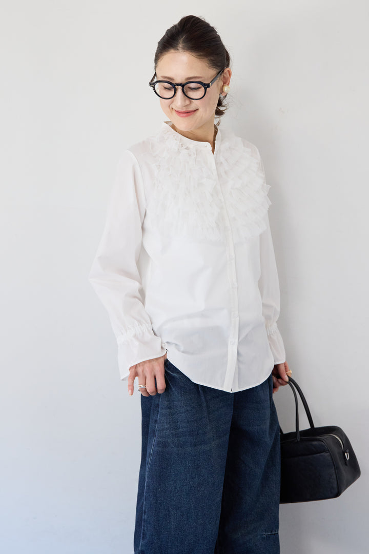 チュールフリルブラウス
