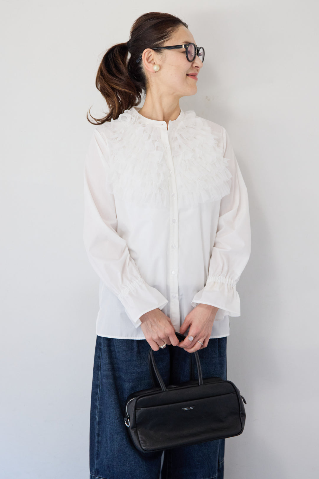 チュールフリルブラウス