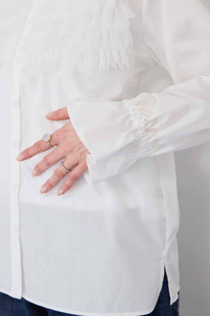 チュールフリルブラウス