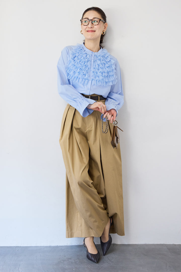 チュールフリルブラウス