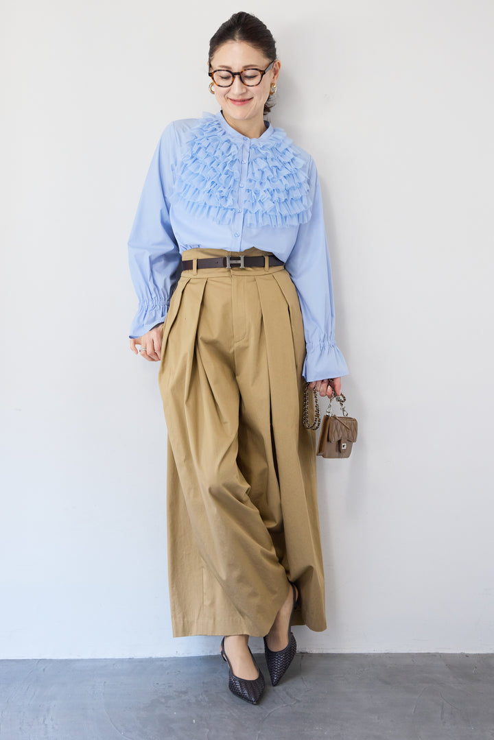 チュールフリルブラウス