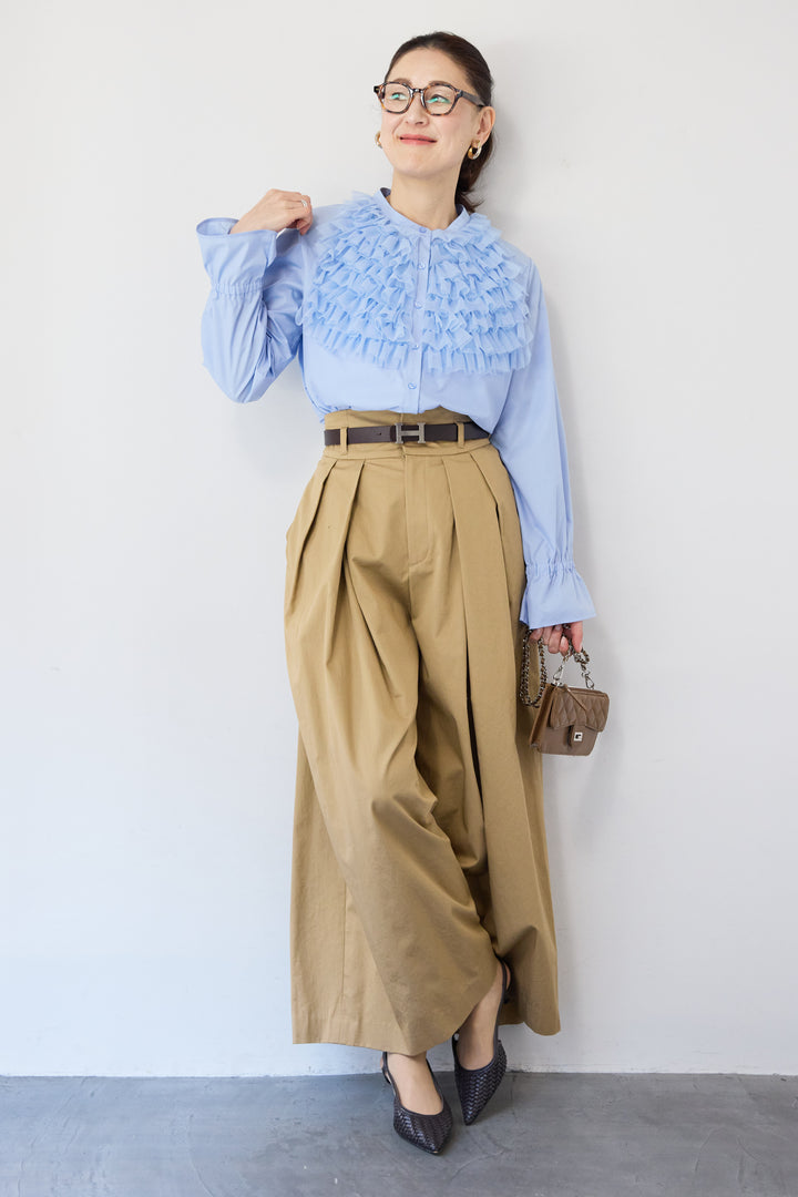 チュールフリルブラウス