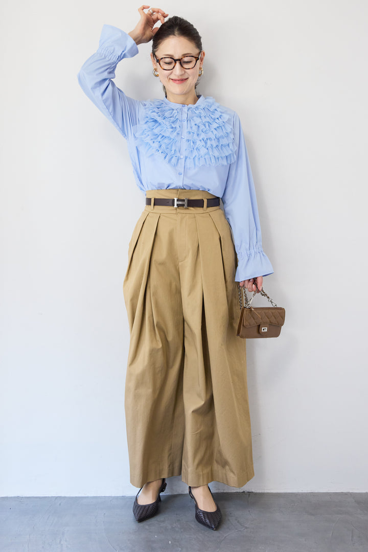 チュールフリルブラウス