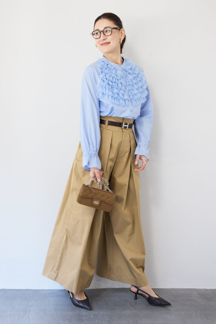 チュールフリルブラウス