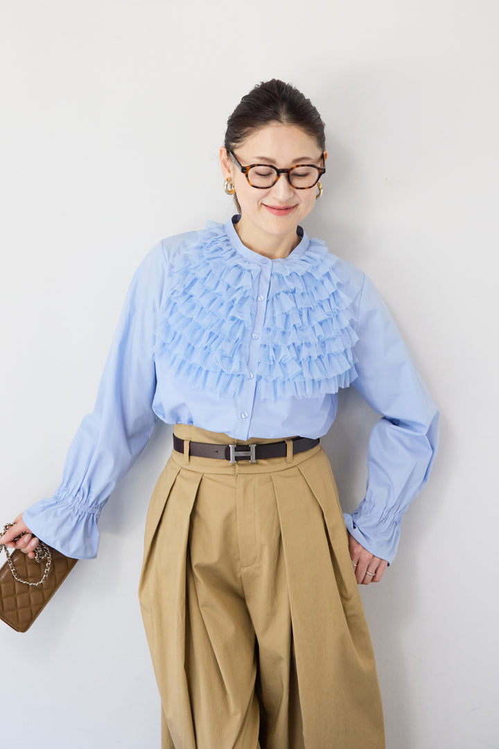 チュールフリルブラウス