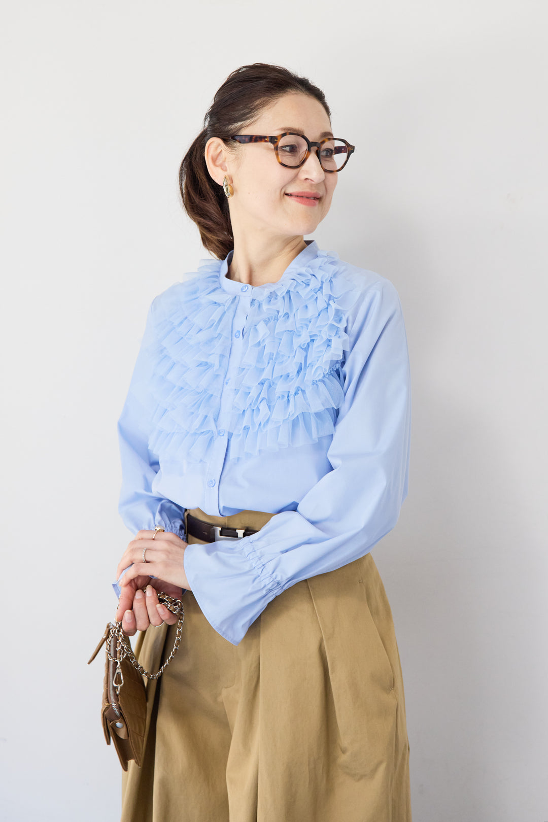 チュールフリルブラウス