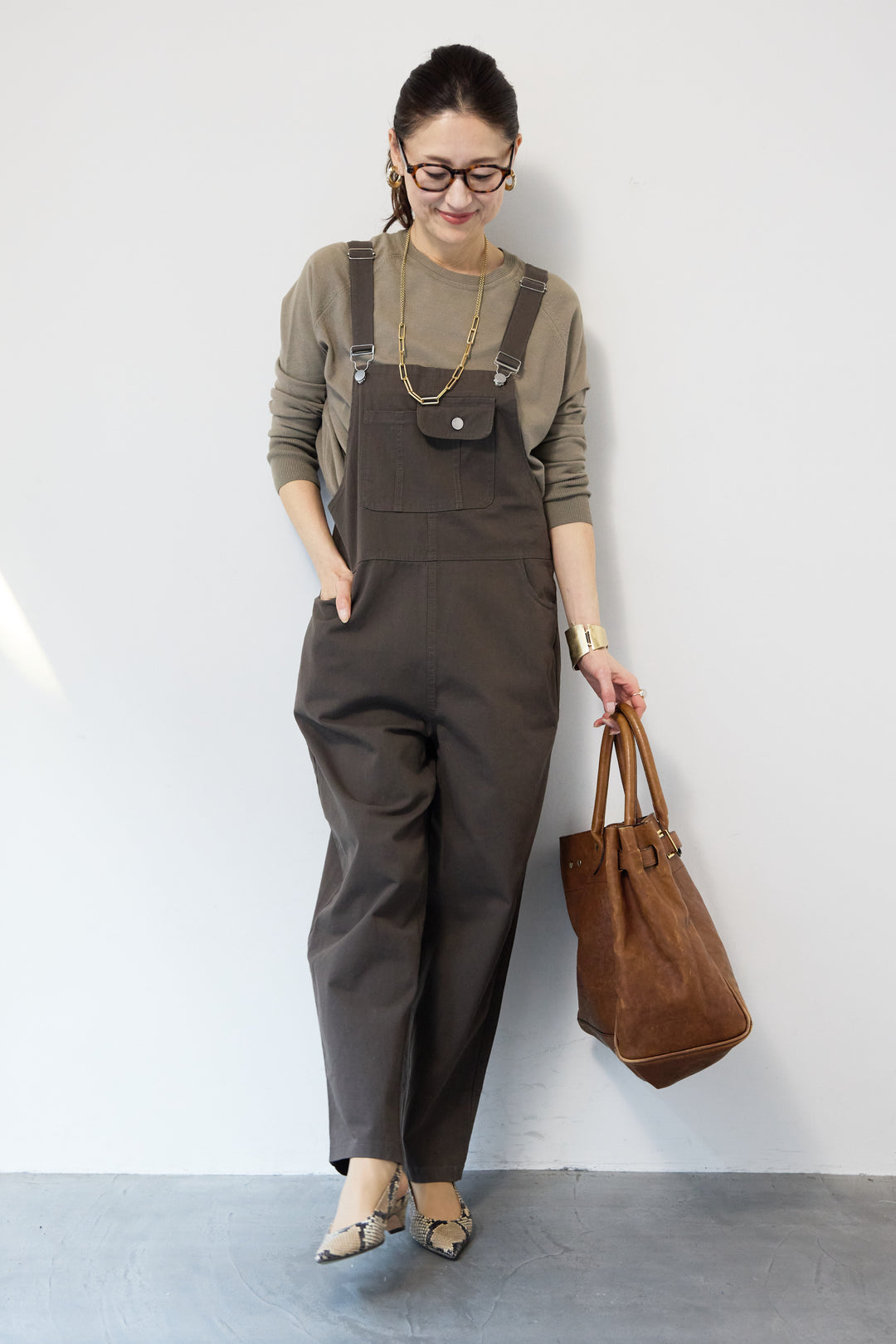 フロントポケット サロペットパンツ