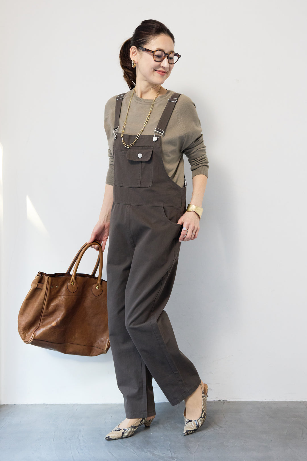 フロントポケット サロペットパンツ