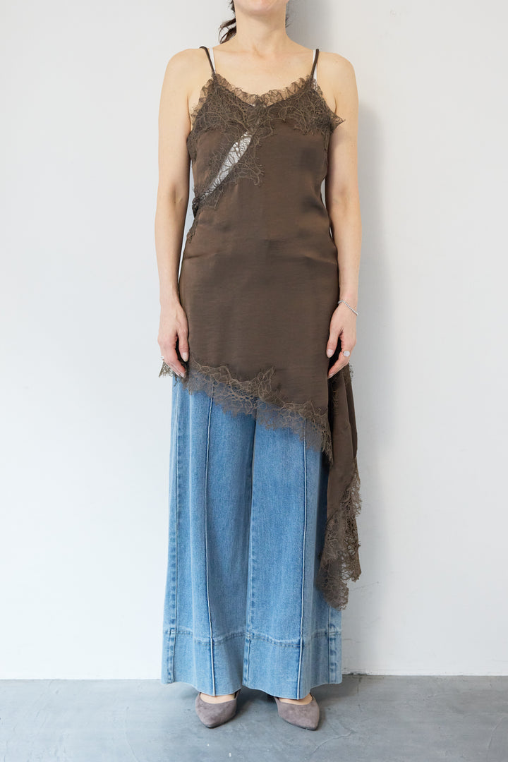 アシメレースロングキャミソール