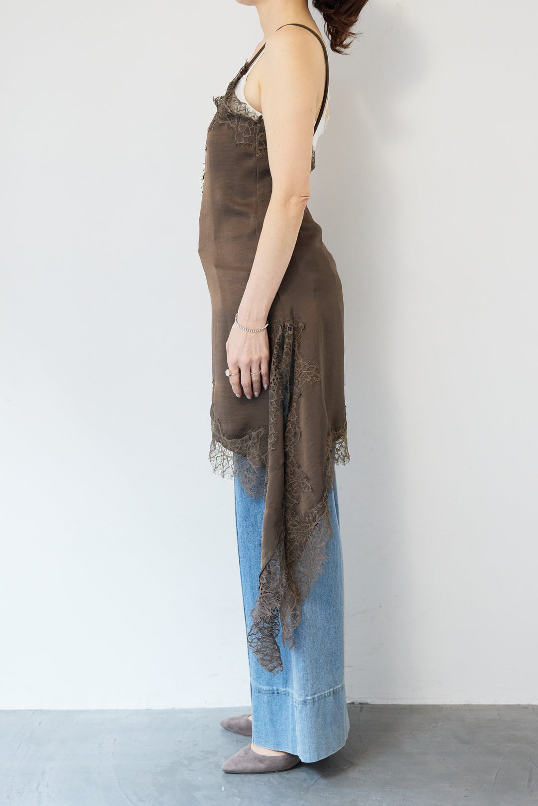 アシメレースロングキャミソール