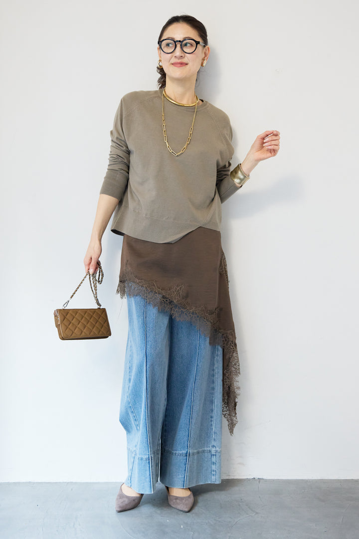 アシメレースロングキャミソール