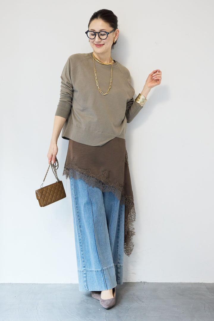 アシメレースロングキャミソール