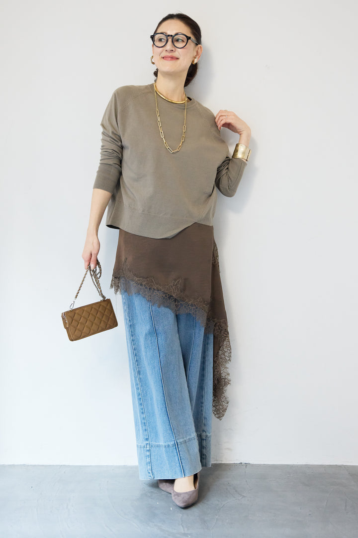 アシメレースロングキャミソール