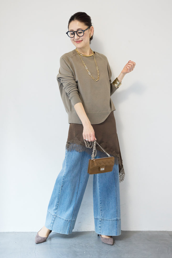 アシメレースロングキャミソール