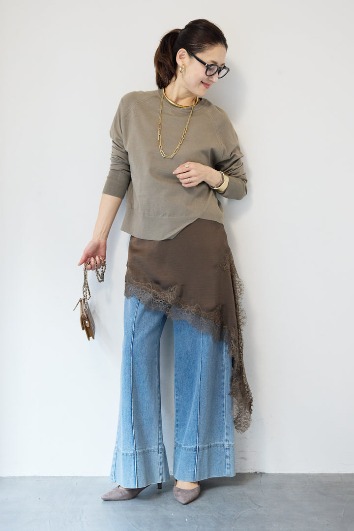 アシメレースロングキャミソール