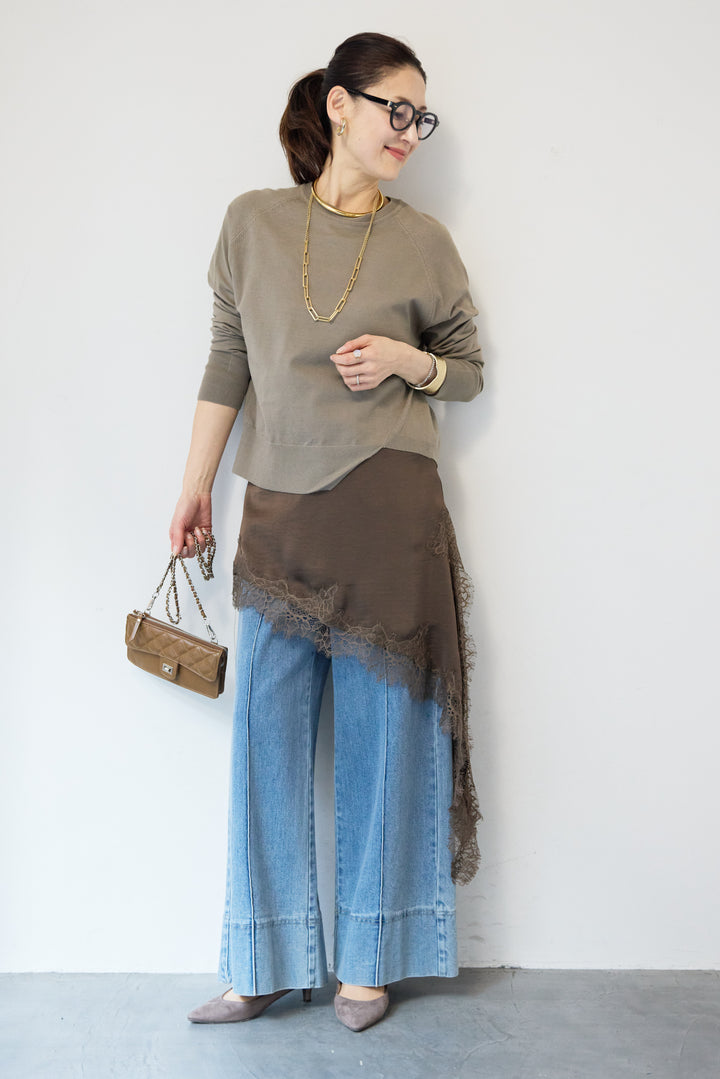 アシメレースロングキャミソール