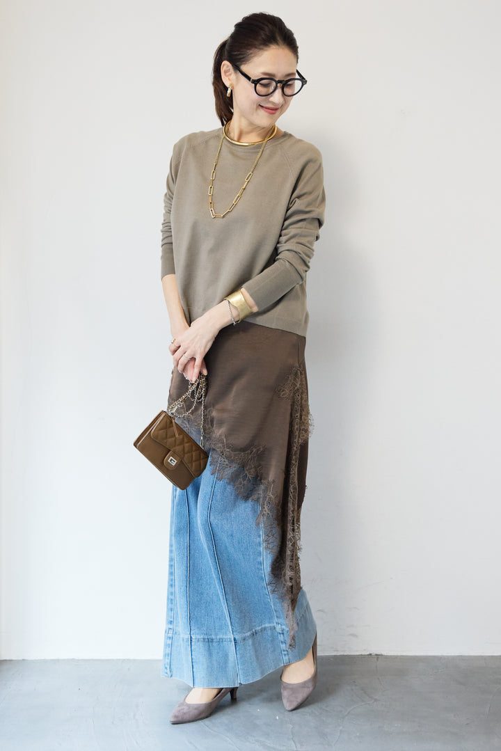 アシメレースロングキャミソール