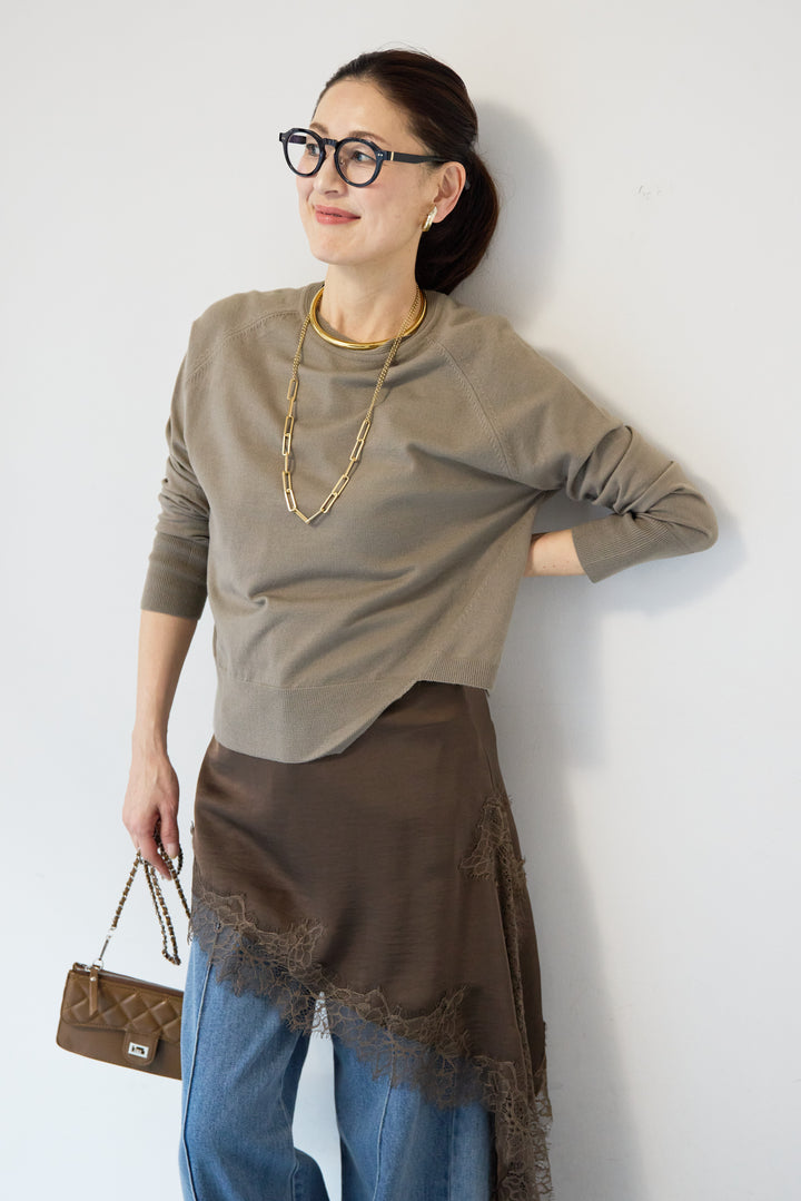 アシメレースロングキャミソール