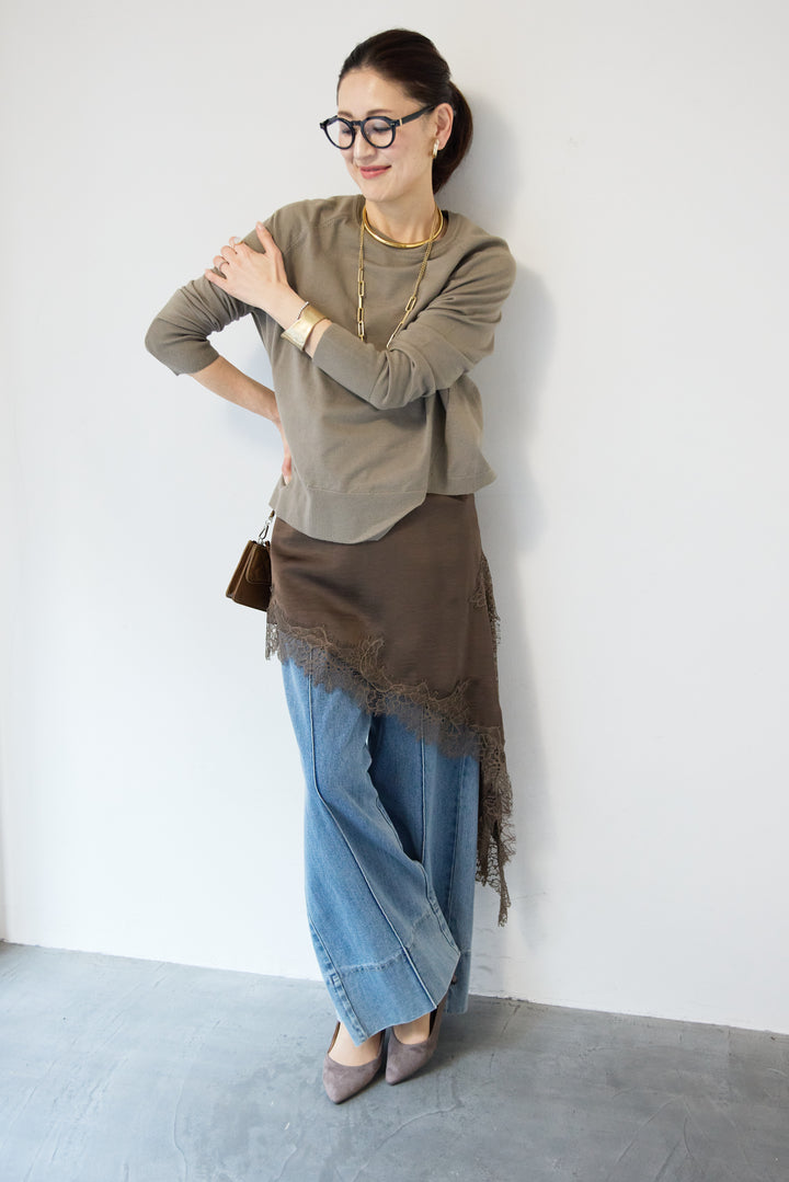 アシメレースロングキャミソール