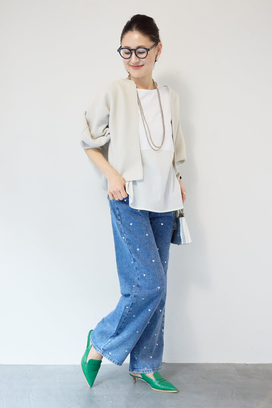 ハートスタッズ デニムパンツ