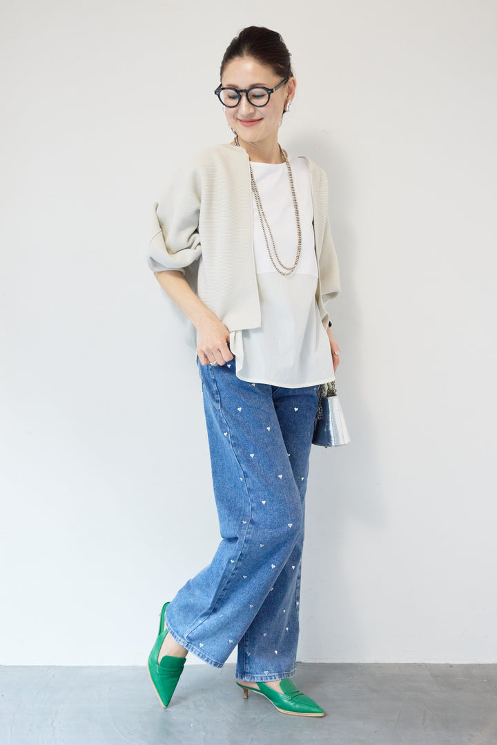 ハートスタッズ デニムパンツ