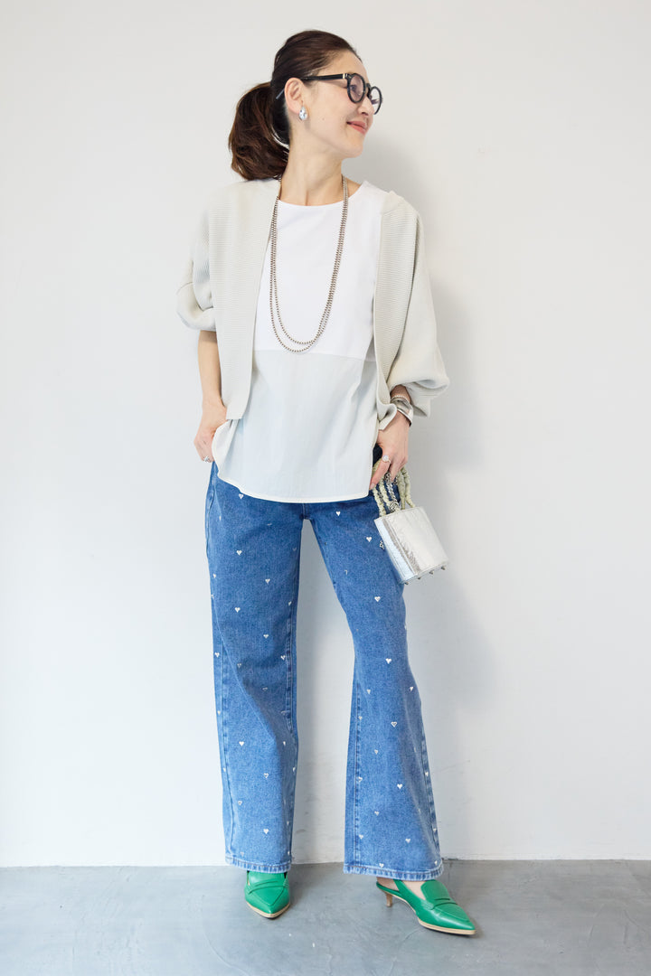 ハートスタッズ デニムパンツ