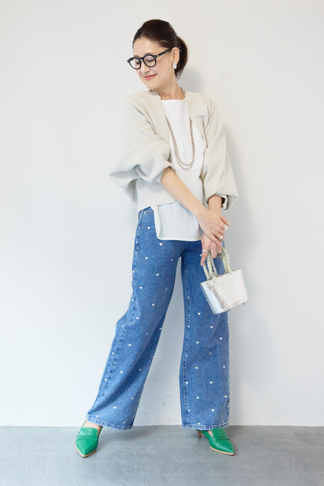 ハートスタッズ デニムパンツ